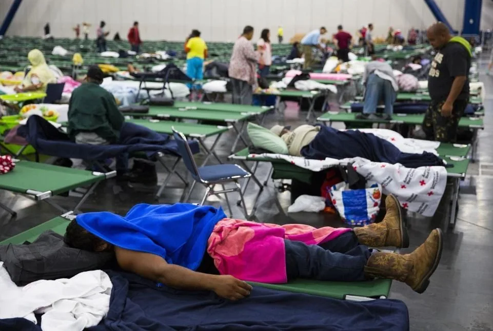 A shelter serving people after Hurricane Harvey